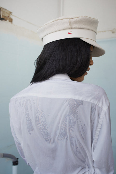 NANCY - OFF WHITE MILITARY CAP