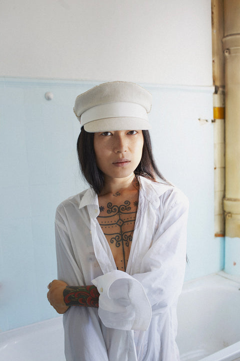 NANCY - OFF WHITE MILITARY CAP