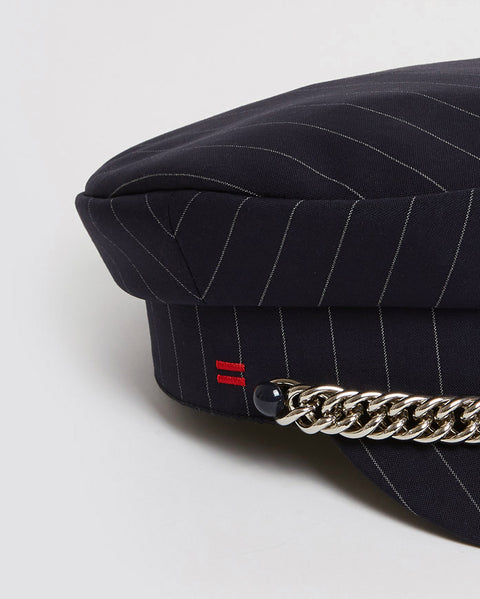 CHLOE - TUXEDO WOOL + CHAINS BAKER BOY CAP