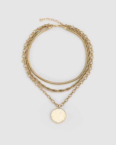 RINGO - 3-strand-locket-necklace - GOLD