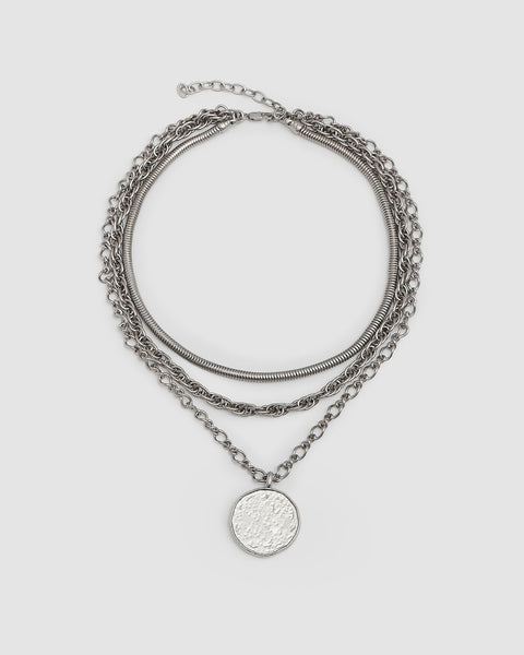 RINGO - 3 strand-locket-necklace - PALLADIUM